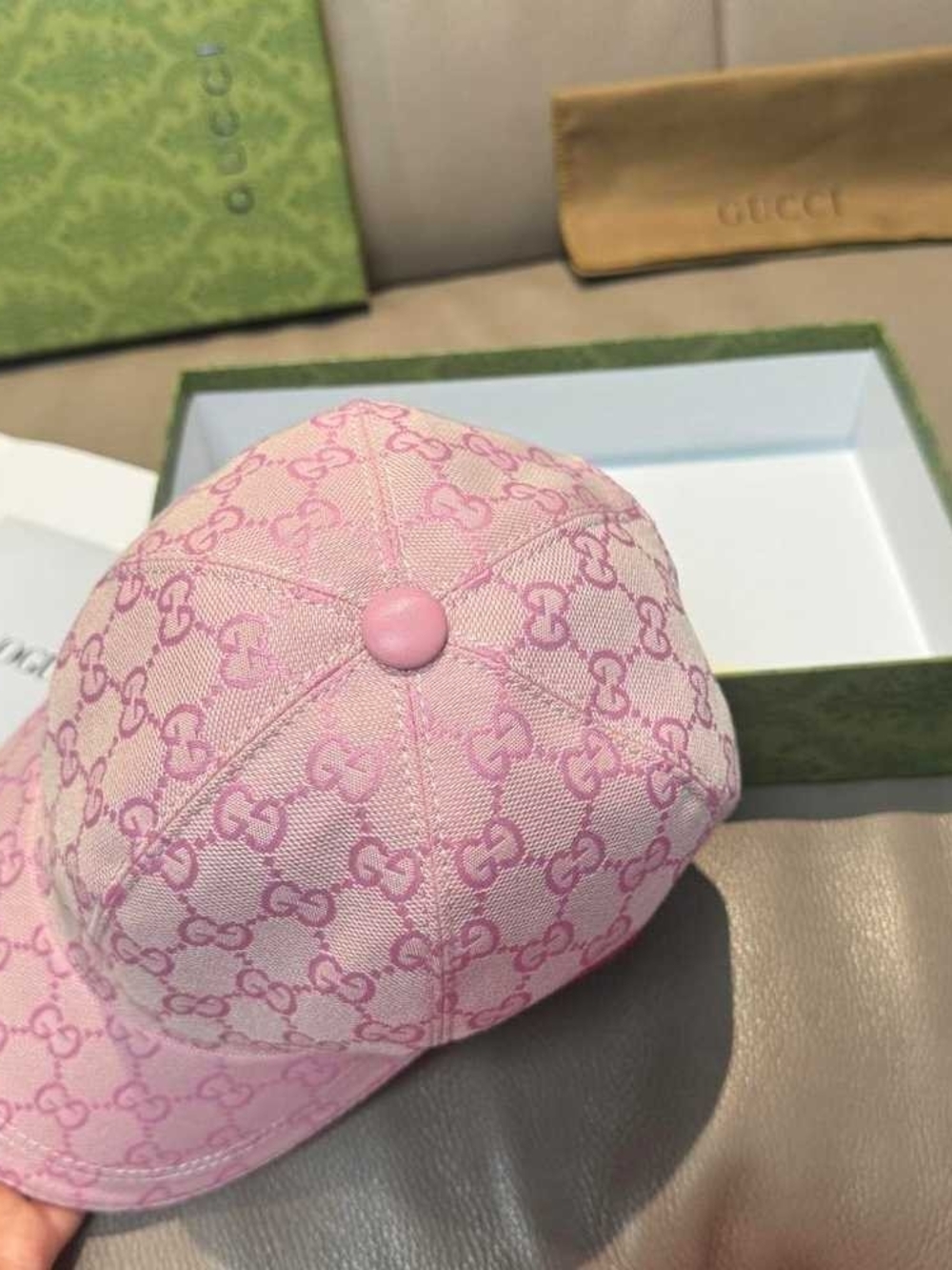 Gucci Pink Monogram Baseball Cap